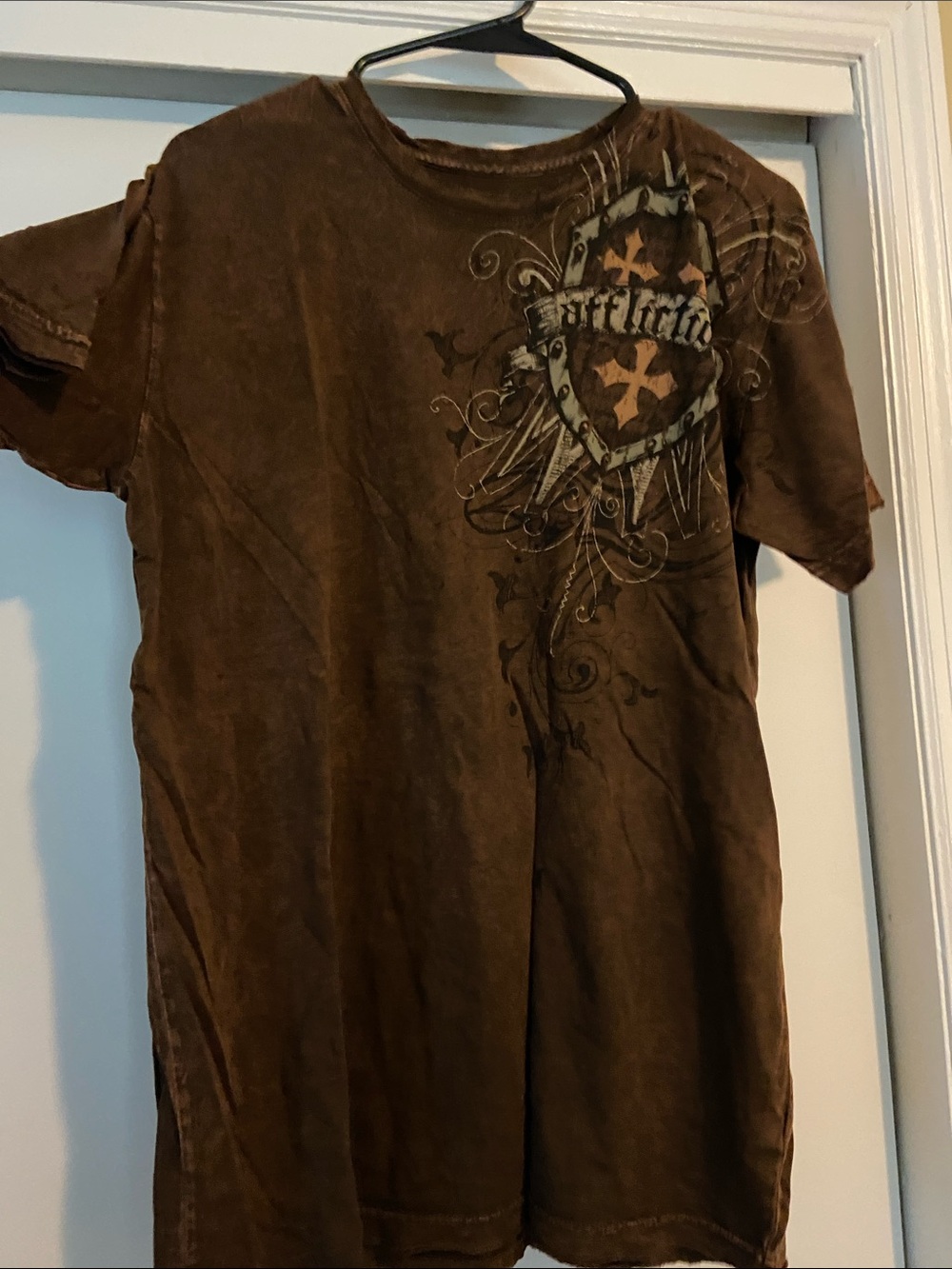 Affliction Men's Brown Graphic T-Shirt Large City